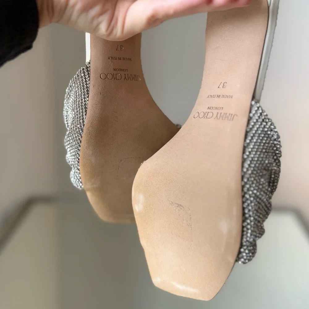 New Jimmy Choo Naria 75MM Crystal Embellished Mules $1,495 37 - Picture 11 of 14